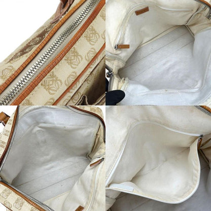 Loewe Tote Bag Anagram Canvas Leather Beige Brown Silver Hardware Business Bag