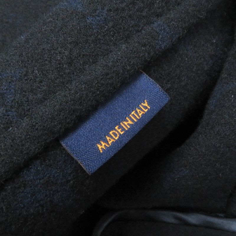 Louis Vuitton 20AW Wool Lined Giant Monogram Double Face Chester Coat Navy 52