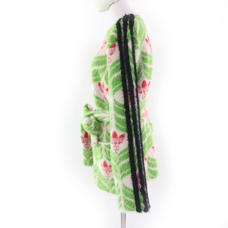 Gucci×adidas 717694 Oversized Trefoil Belted Coat Cardigan Green S Made In
