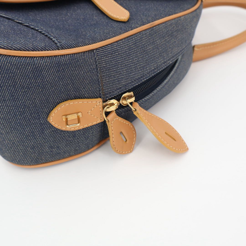 Christian DIOR Saddle Double Mini Boston Bag Denim Handbag