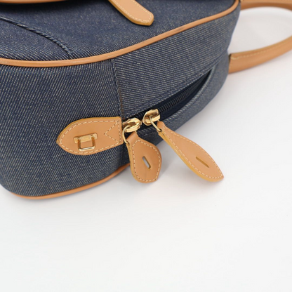 Christian DIOR Saddle Double Mini Boston Bag Denim Handbag