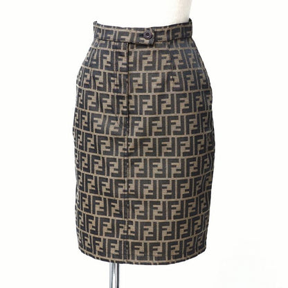 Fendi Skirt Size 38 Zucca Pattern FF Logo Total Mini Tight Made In Italy