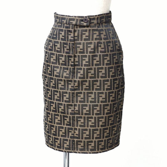 Fendi Skirt Size 38 Zucca Pattern FF Logo Total Mini Tight Made In Italy