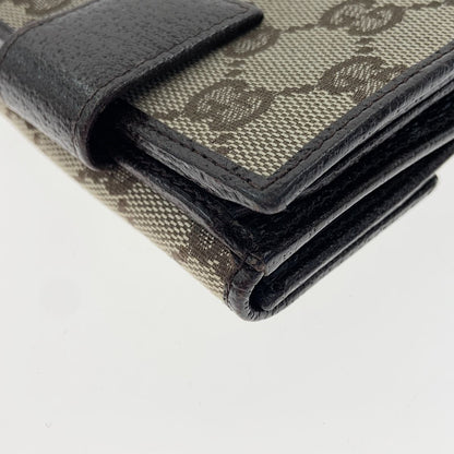 Gucci GG Canvas Compact Wallet W Hook Bifold Wallet 112716 Beige