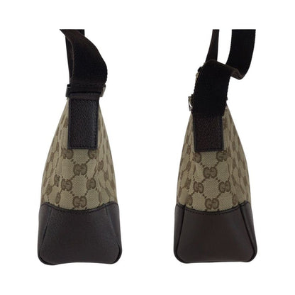 Gucci Beige Brown Silver Hardware GG Canvas/leather 114273 Shoulder Bag Women