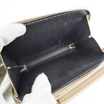 Saint Laurent Bifold Long Wallet Beige Compact Wallet Leather 414661