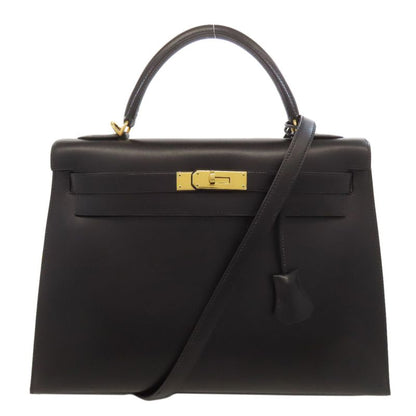 Hermes Kelly 32 Outer Stitch Gold Hardware Handbag Box Calf Women