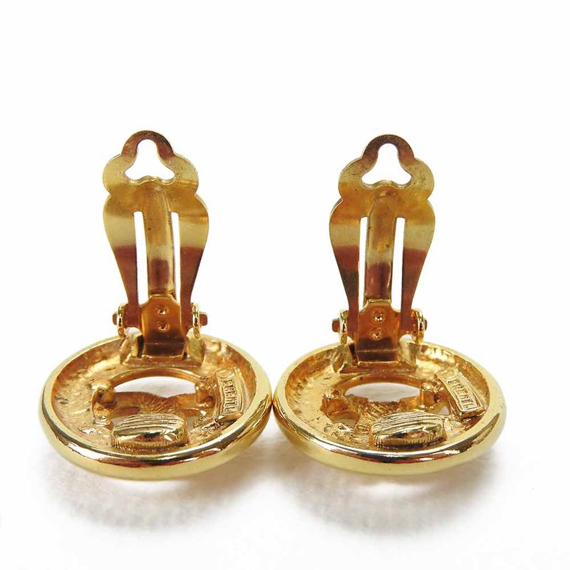 Chanel Earring Coco Mark Metal Gold Accessory Plated Small Accessories Ladies