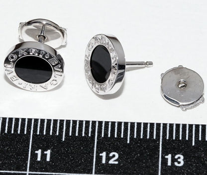 Bulgari Earrings 18K White Gold Onyx 2P Bulgari Stud Earrings 356121