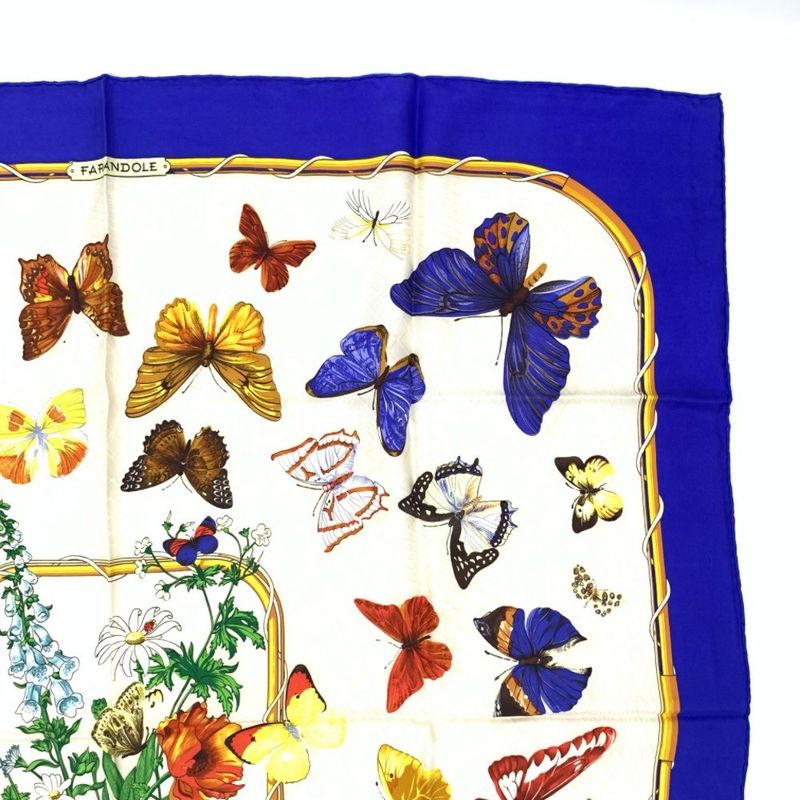 Hermes Carre 90 Farandole Dances Of Provence Blue And Multicolor Scarf Silk
