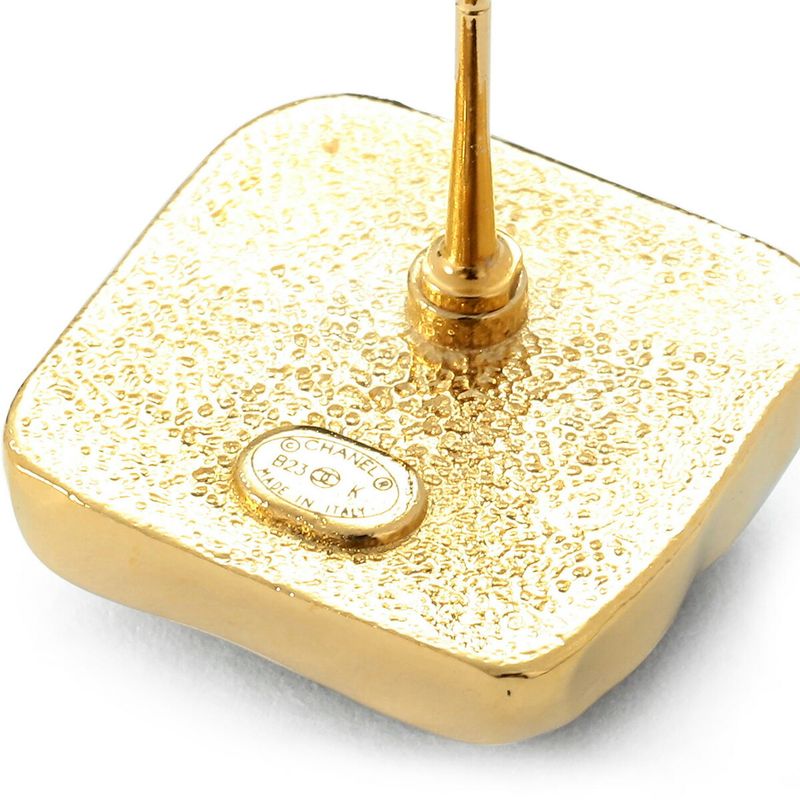 Chanel Earrings Square Earrings Gold/black