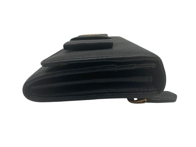 2589 Prada Bifold Long Wallet 1m1132 Saffiano Leather Ribbon Nero Black