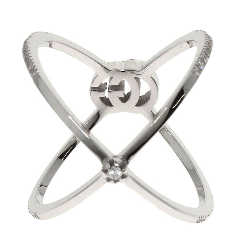 Gucci GG Running Diamond #10 Ring - 18K White Gold Ladies