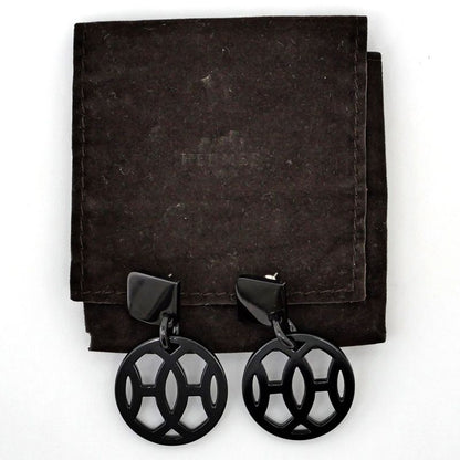 Hermes Earrings Ava Buffalo-horn Black HAVA Silver-hardware Accessories-