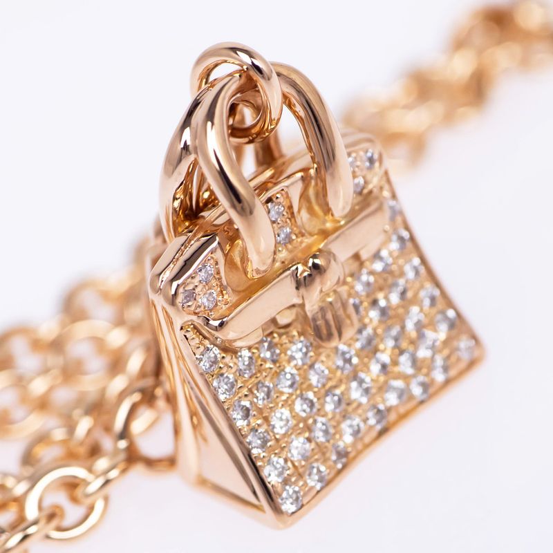 Hermes Bracelet Amulet Birkin SH 750pg 18K Gold Diamond 0.44ct 15cm