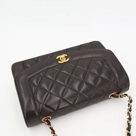 Chanel Matelasse Diana Chain Shoulder Bag Shoulder Bag Black Lambskin