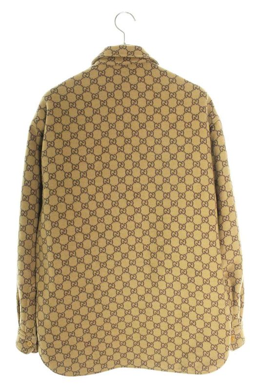 Gucci 24SS 762183 Zapdw GG Wool Flannel Padded Over Long Sleeve Shirt Men 44