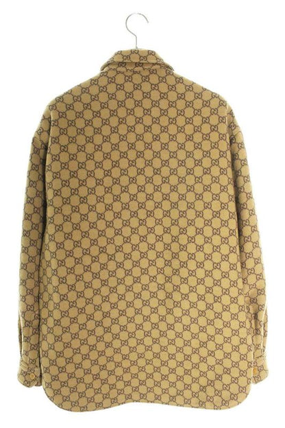 Gucci 24SS 762183 Zapdw GG Wool Flannel Padded Over Long Sleeve Shirt Men 44