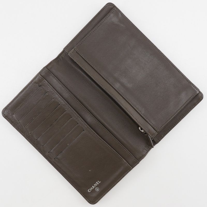 Chanel Coco Mark Enamel Bronze Women's Long Wallet