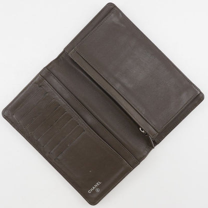 Chanel Coco Mark Enamel Bronze Women's Long Wallet
