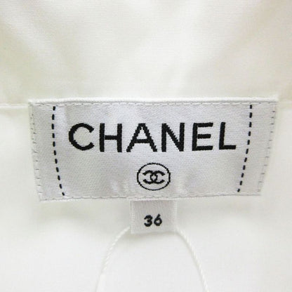 Chanel P63258v48585 Bow Tie Sleeveless Coco Mark Button Blouse Top White Size S