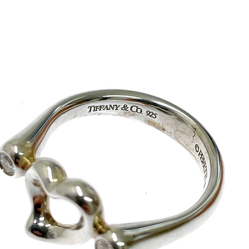 Tiffany & Co Silver Diamond Open Heart Ring 3.2g 925 Engraved 350097 Ring