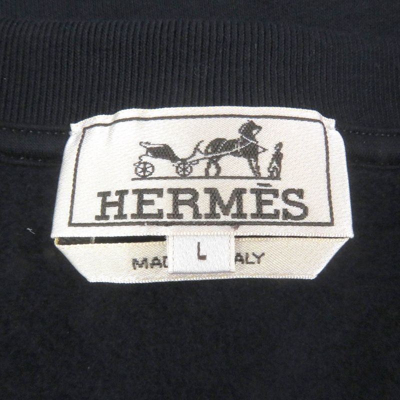 Hermes H467810ha01sm Metalerie Au Carré Lambleather Patch Round Neck Sweatshirt