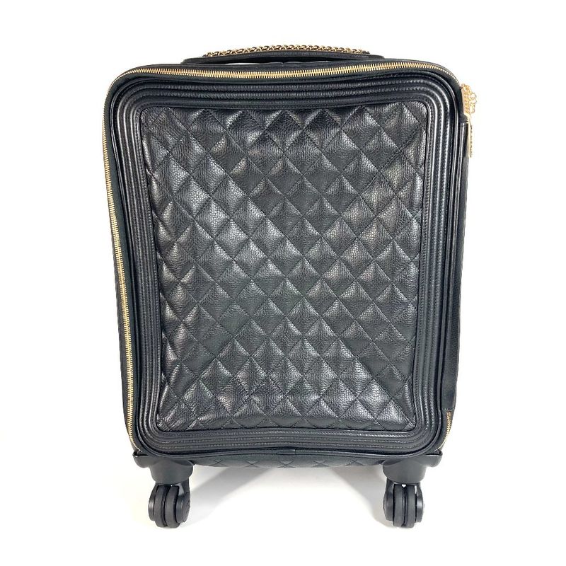 Chanel Carry Bag CC Logo Coco Mark Caviar Skin Black