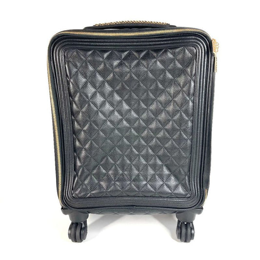 Chanel Carry Bag CC Logo Coco Mark Caviar Skin Black