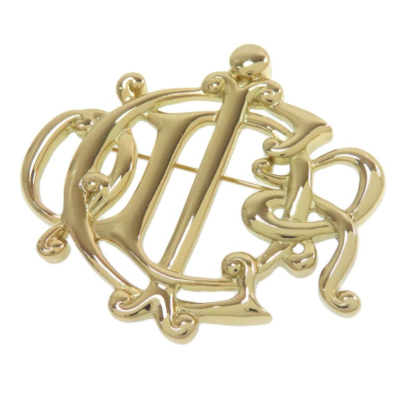 Christian DIOR Logo Brooch Metal Ladies