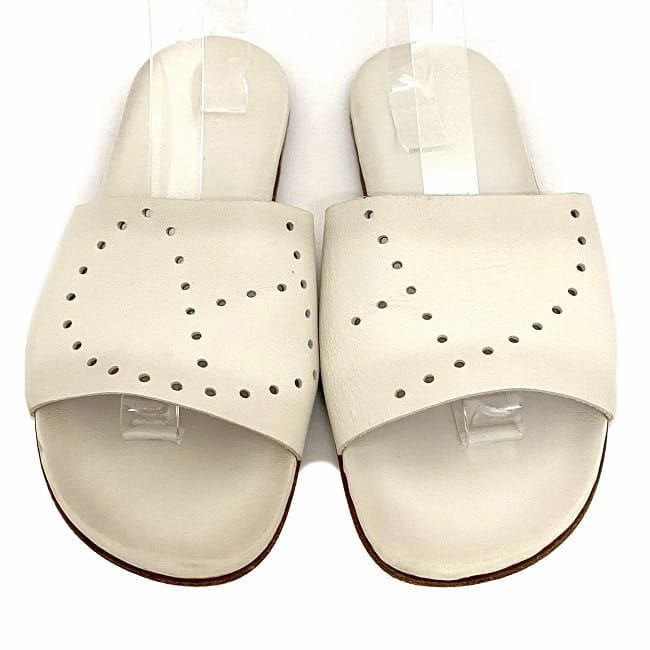 Hermes Sandals White Evelyn 40 25.0 cm Leather