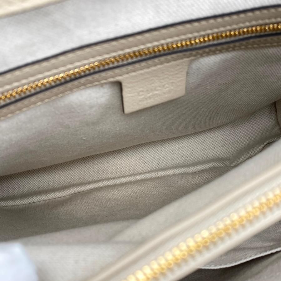 Gucci Tote Bag Diana Bamboo 655658 Leather Double G Beige Gold Hardware Gucci