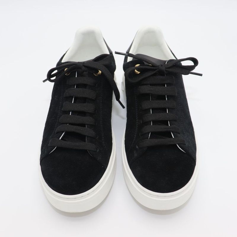 Louis Vuitton Monogram Time Outlines 23 Years Leather X Suede Sneakers Women's