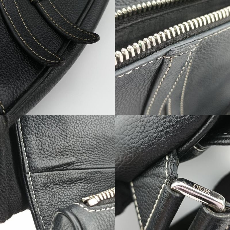 Christian Diorchristian Dior Saddle Bag Black Leather 06-bo-0199