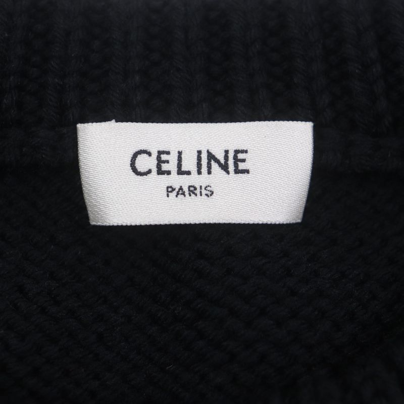 Celine 2a43l717m 94% Wool Pierrot Boxy Crewneck Knit Sweater Black XS Made In