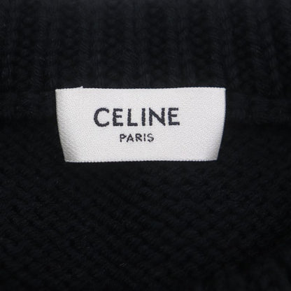 Celine 2a43l717m 94% Wool Pierrot Boxy Crewneck Knit Sweater Black XS Made In