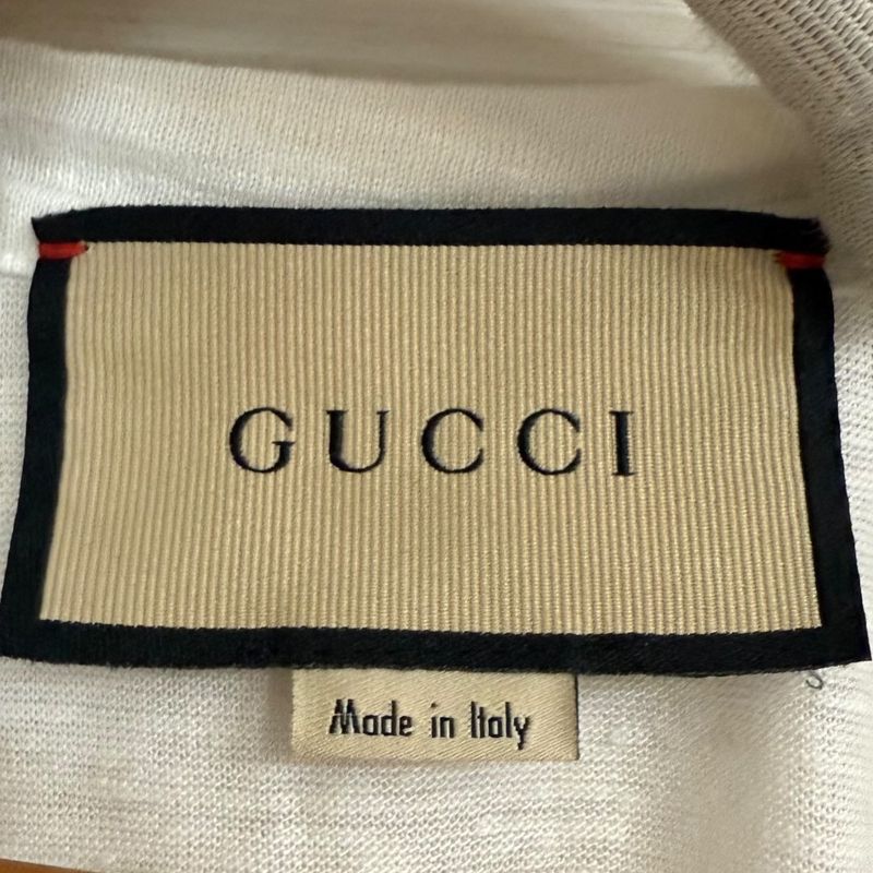 Gucci Michele Period Short Sleeve V-Neck T-Shirt Cut and Sewn Size S White