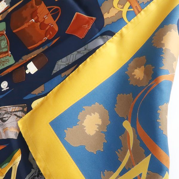 Hermes Carre 90 Monsieur ET Madame Monsieur & Madame Yellow X Blue Silk Scarf Box