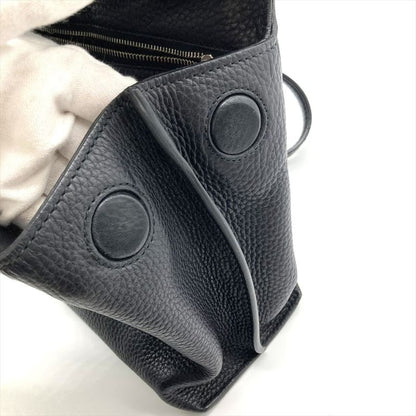 Gucci Daily Bamboo Handbag Leather 370831 Black Silver Hardware Women