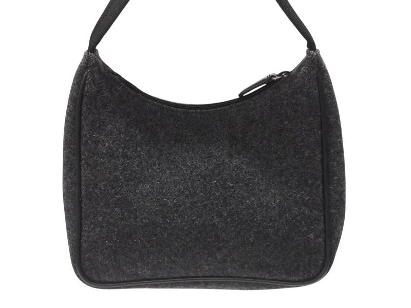 Prada Sports Bag Wool Nylon Charcoal Black Silver — view 3