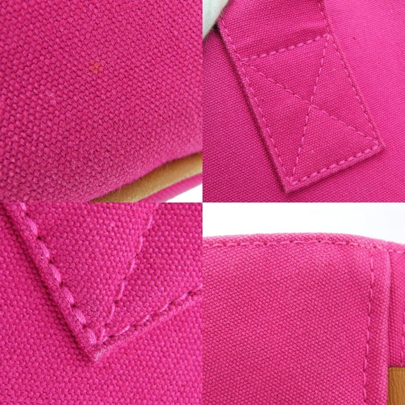 Hermes Tote Bag Panied Plage MM Canvas Hot Pink Silver Hardware With Pouch