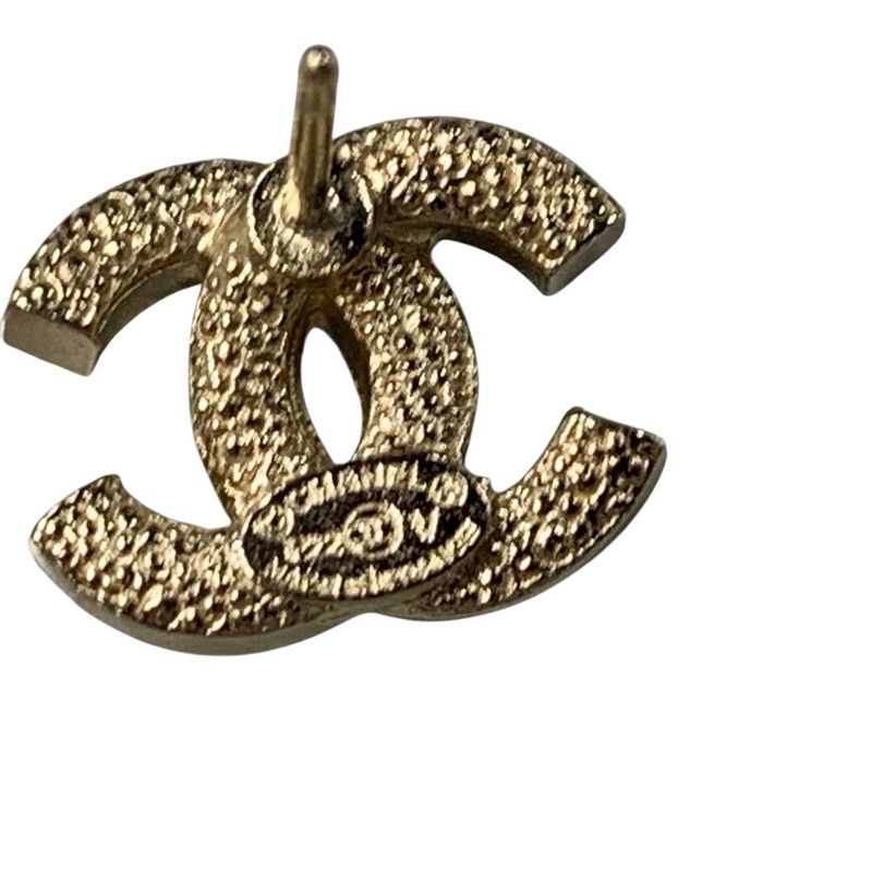 2941 Chanel Coco Mark Earrings Rhinestone Silver Metal Accessories F22V