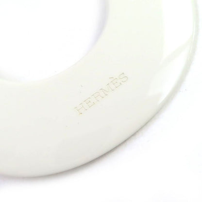 Hermes Cara Buffalo Horn Pendant Necklace Accessory White Dark Brown Ladies
