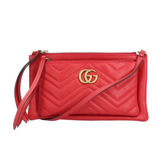 Gucci GG Marmont Shoulder Bag Leather 453878 213317 Red Ladies Gucci