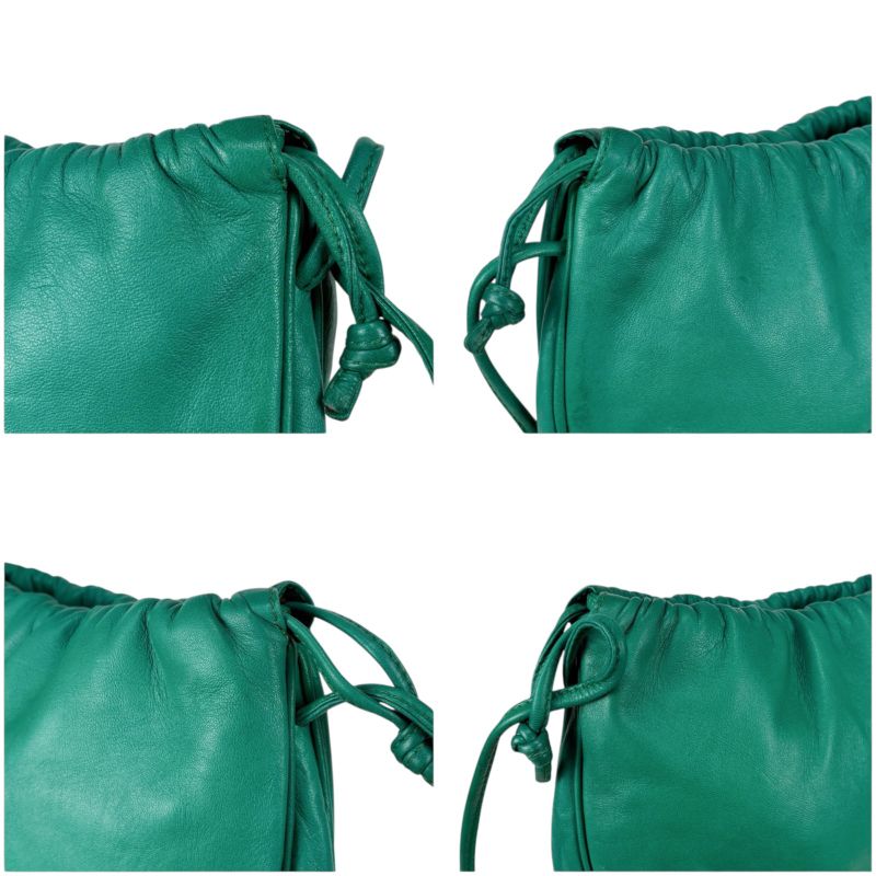 Loewe Mini Shoulder Bag Nappa Leather Green Anagram Logo Pochette Drawstring