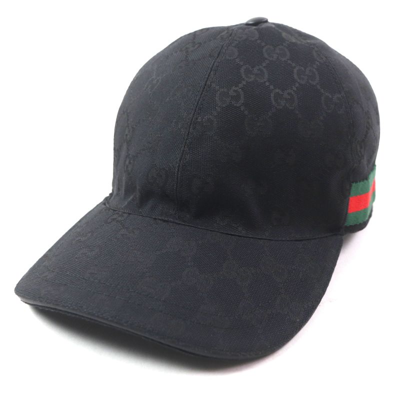 Gucci 200035 Webline Sherry Line Polyester Cotton GG Canvas Leather Use Cap