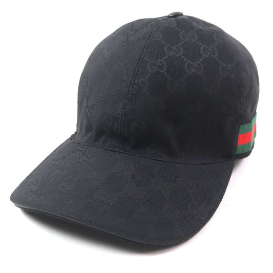 Gucci 200035 Webline Sherry Line Polyester Cotton GG Canvas Leather Use Cap