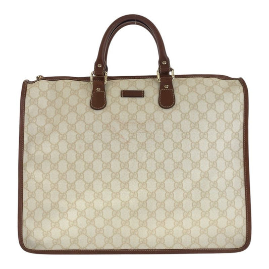 Gucci GG Plus Brown Ivory Gold Hardware Pvc/leather 189899 Business Bag