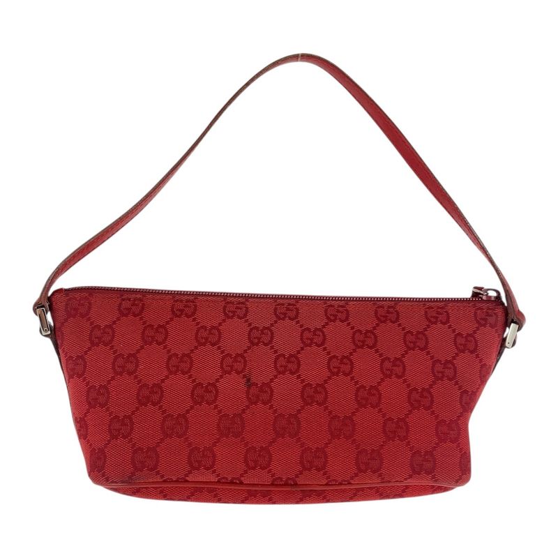 Gucci Red Silver Hardware GG Canvas 039 1108 Handbag Accessory Pouch Women