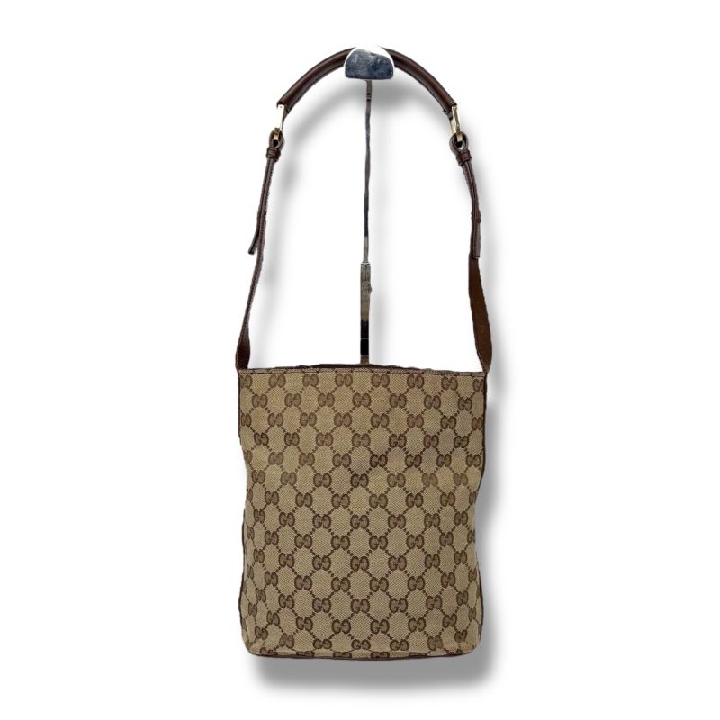 Gucci Bucket Shape One Shoulder Bag Handbag Shoulder GG Canvas Brown Beige